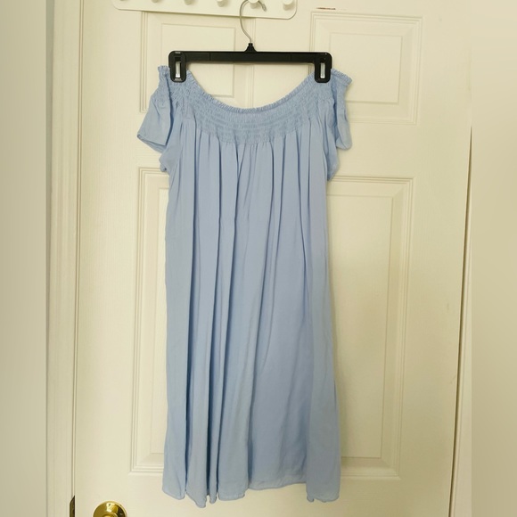 Aritzia Talula Horatio Off the Shoulder icy blue Dress - Picture 6 of 7